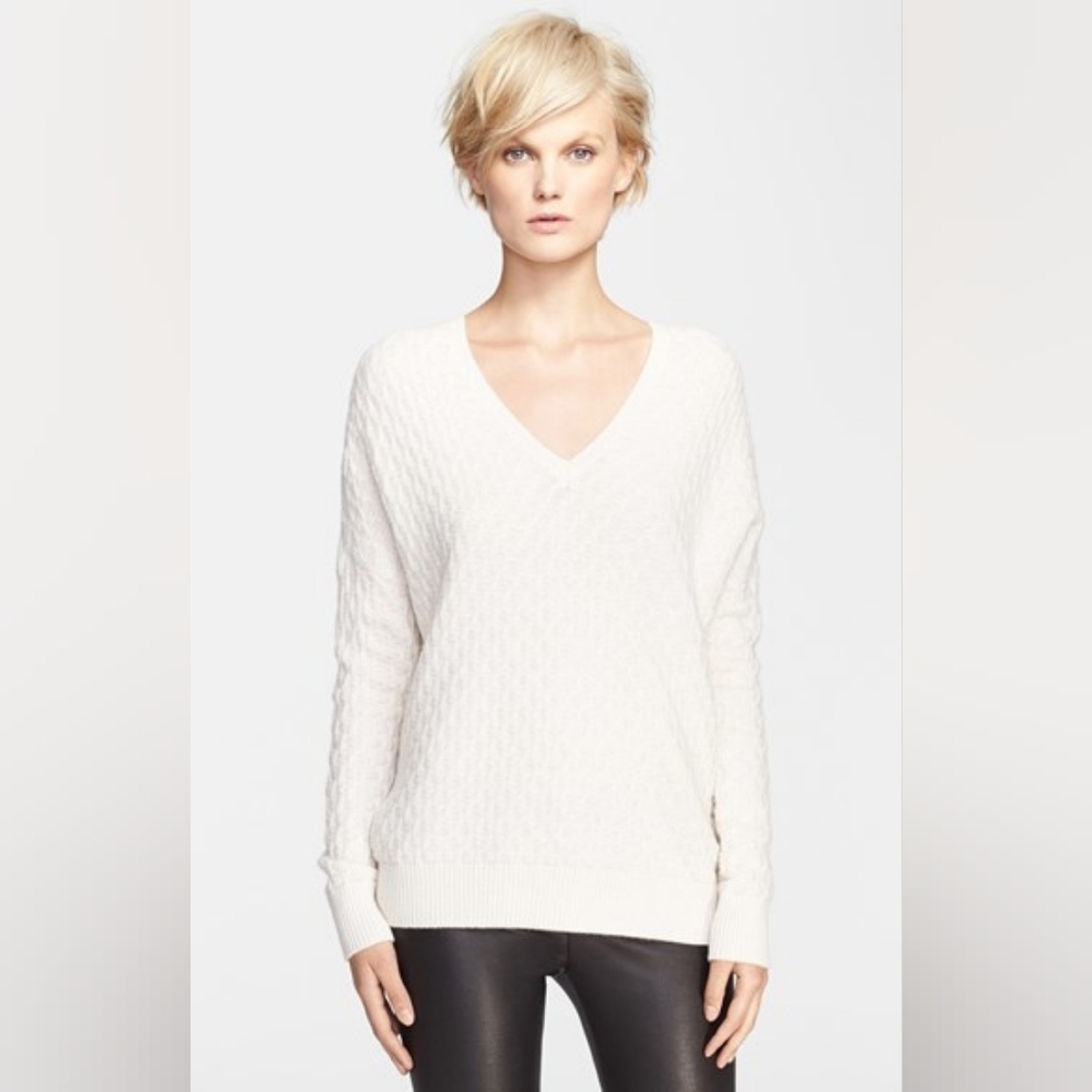 Vince cashmere and wool knit double V neck sweater size S